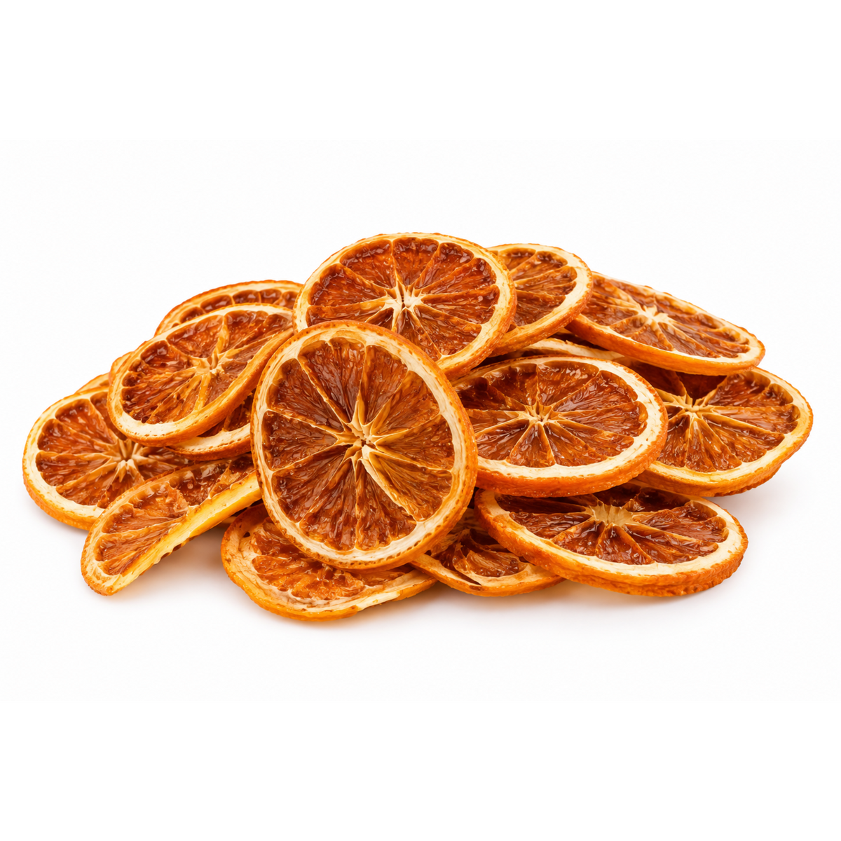 Golden dehydrated lemon slices with natural citrus peel and dried fruit texture by La Belge.