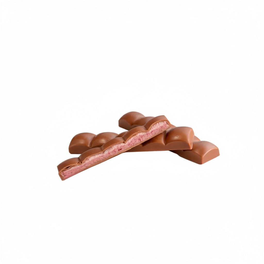 cotton candy chocolate with soft airy filling inside milk chocolate shell