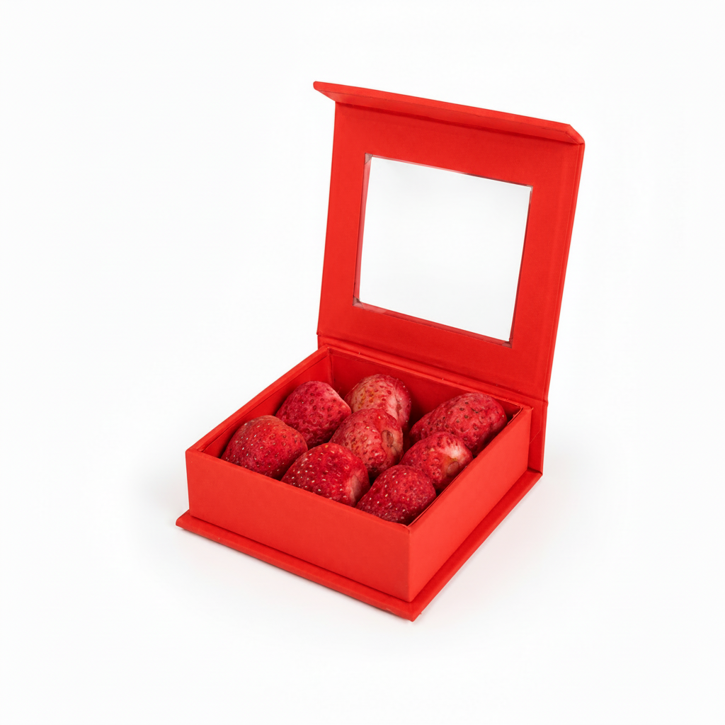 Open box of dried strawberries by La Belge
