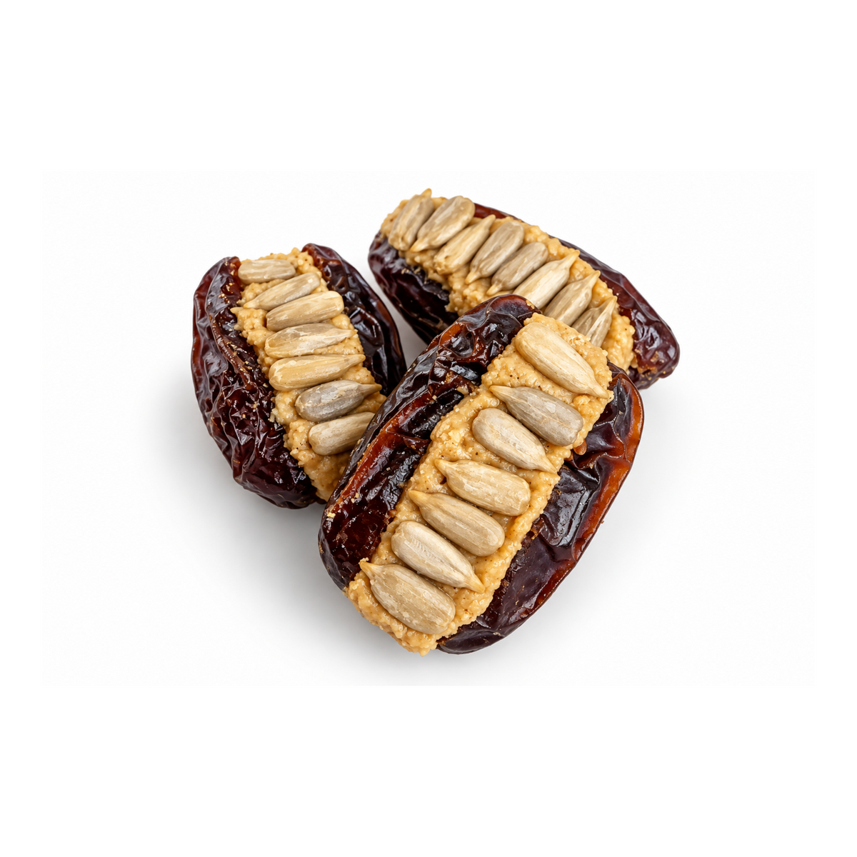 Medjool dates filled with natural tahini, coffee and sunflower seeds by La Belge